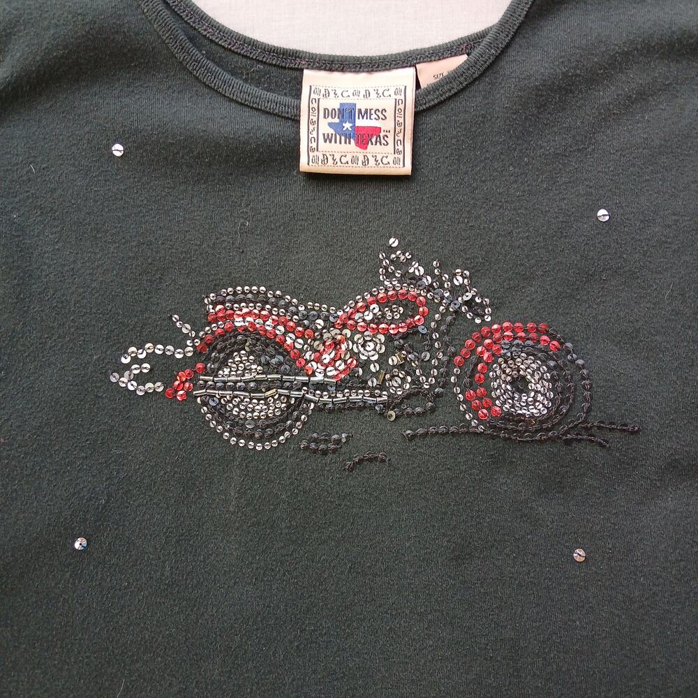 Don't Mess with Texas Sequin Chopper Tank Top XL repaired biker cotton